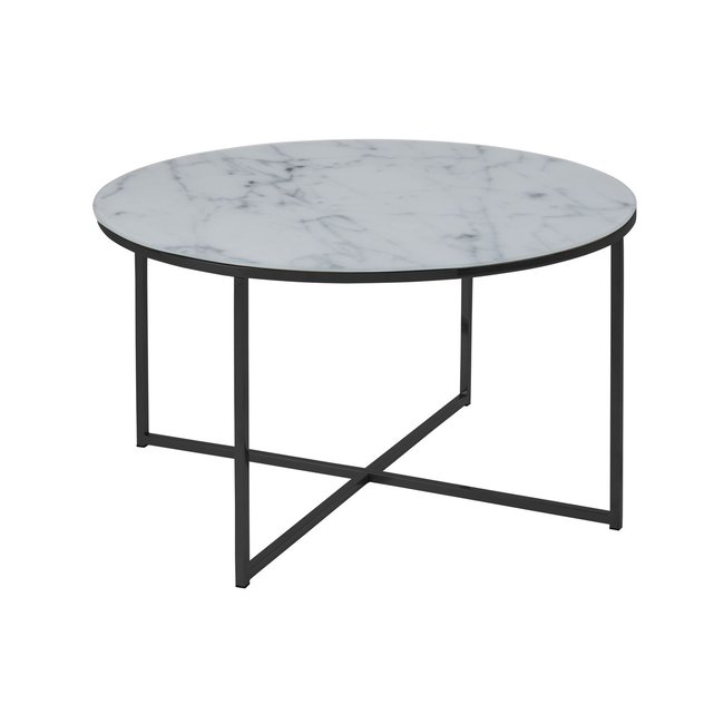 Table basse Alysé ronde en verre effet marbre - TOILINUX