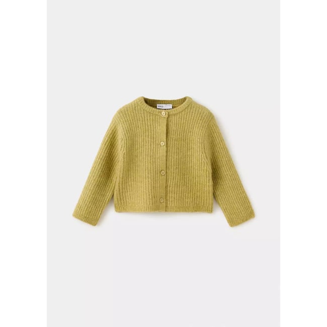 Cardigan maille côtelée citron vert <span itemprop=