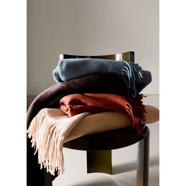 Couverture en laine mélangée avec franges - MANGO HOME