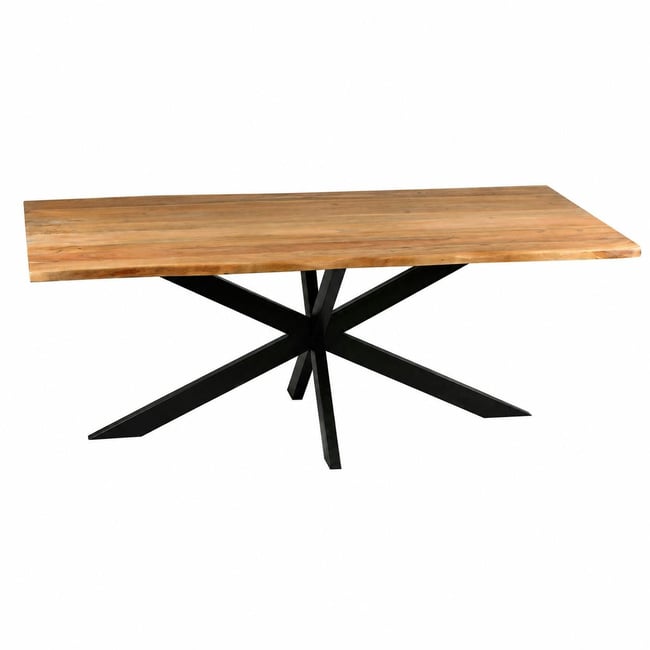 Table à manger bois bords naturels pied central 200 cm CANYON Couleur bois naturel <span itemprop=