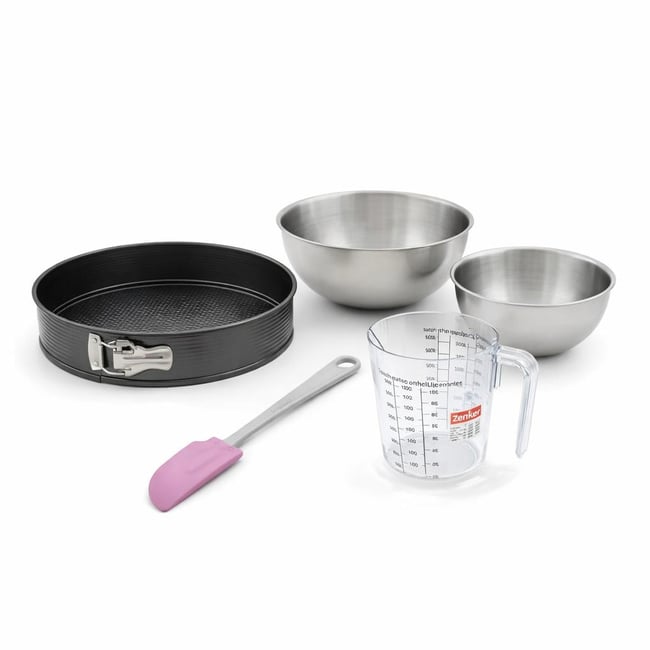 Set de 5 ustensiles de pâtisserie moule à gâteaux bols spatule noir <span itemprop=