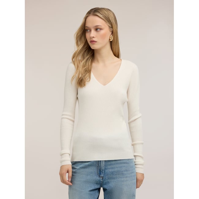 Maille côtelée blanc <span itemprop=