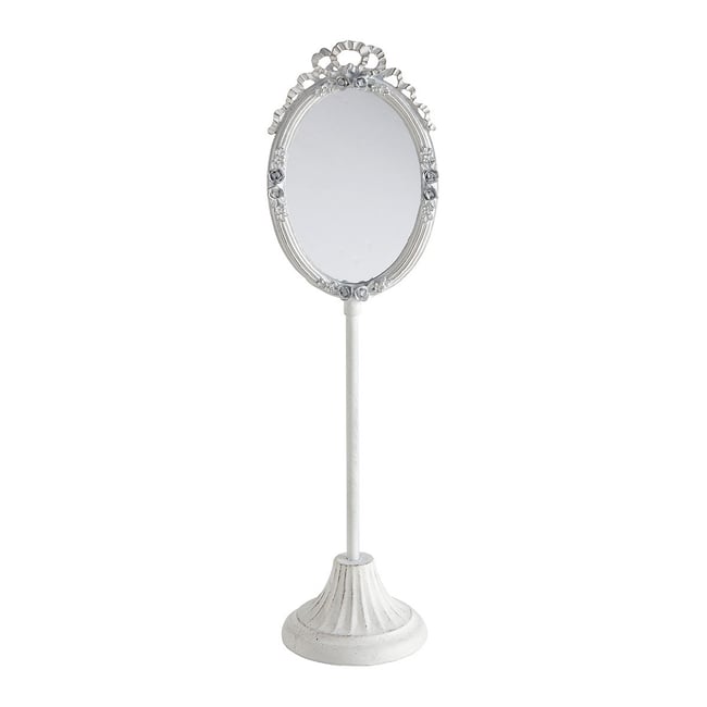 Miroir sur pied Fleurs en métal blanchi Couleur v002227 <span itemprop=