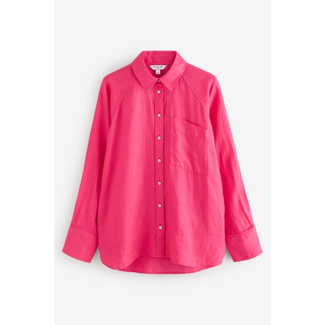 Chemise à manches longues décontractée rose fuschia <span itemprop=