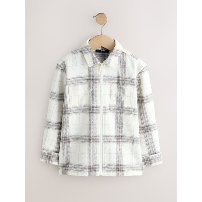 Surchemise zippée à carreaux gris/blanc <span itemprop=