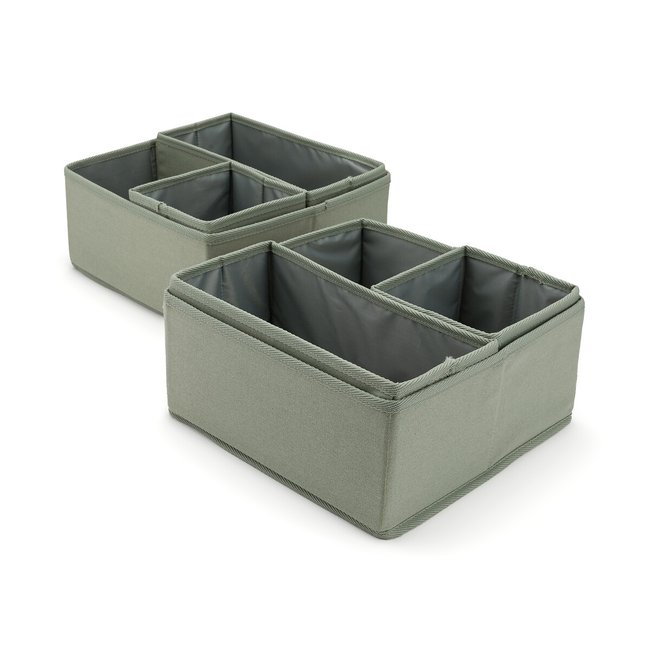 6er-Set Aufbewahrungsboxen Odani graugrün <span itemprop=