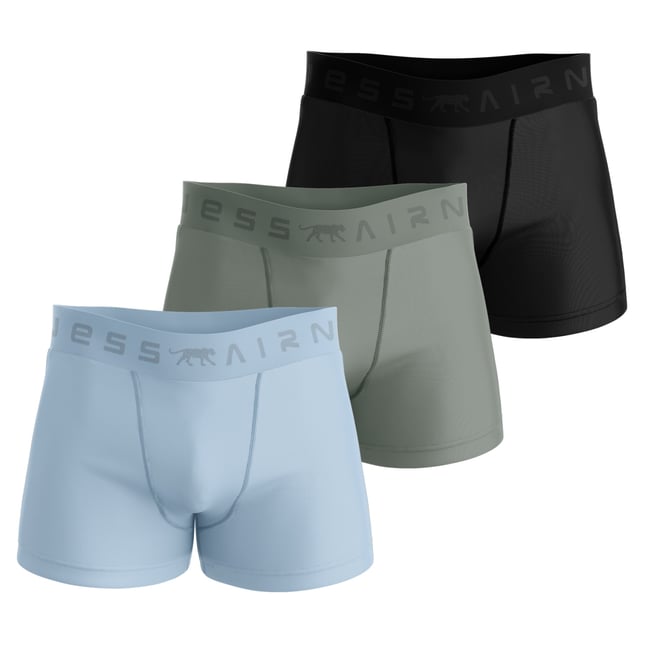 Lot De 3 Boxers Coton bleu marine/bleu clair/kaki <span itemprop=