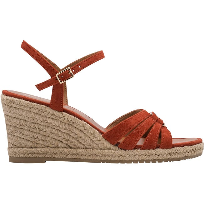 Espadrilles compensées en cuir terracotta <span itemprop=