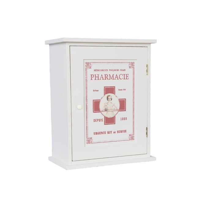 Armoire à Pharmacie en Bois MDF Style Vintage Couleur blanc <span itemprop=