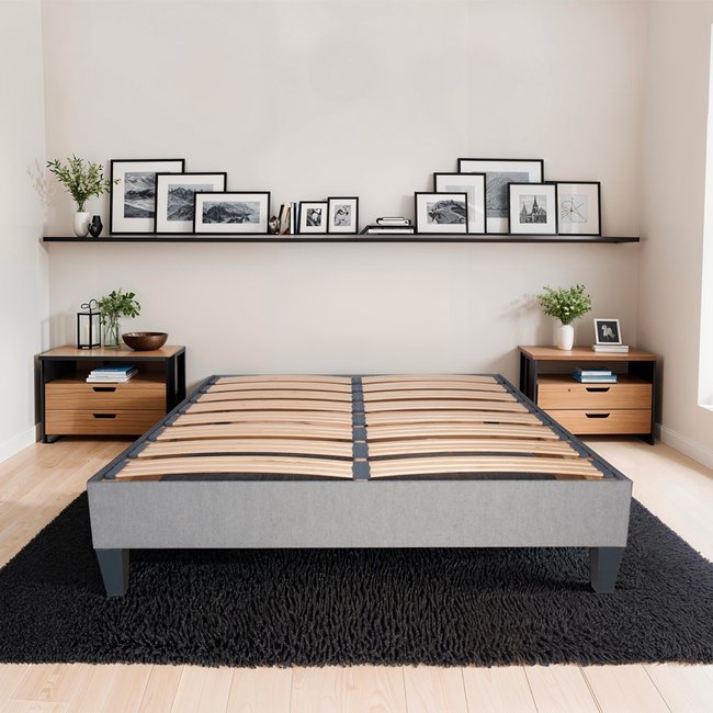 Sommier à lattes en bois ERGOSTAR | Livré en kit Couleur gris <span itemprop=