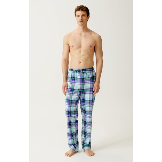 Pantalon en flanelle de coton à carreaux Adam vert <span itemprop=