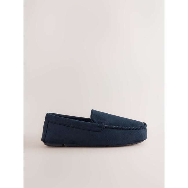 Chaussons style mocassins bleu marine <span itemprop=