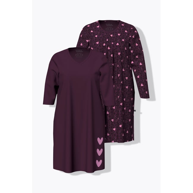 Lot de grands T-shirts avec motif cœurs prune foncé <span itemprop=