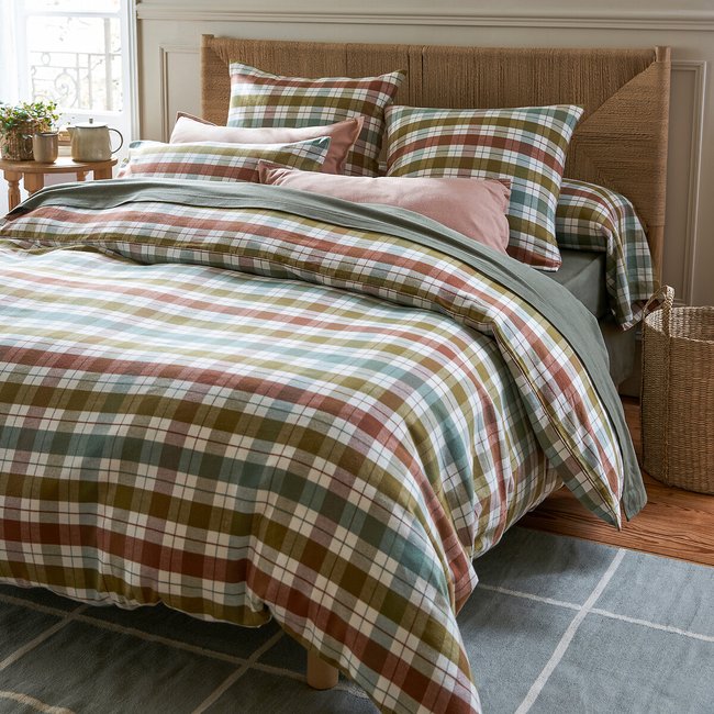 Housse de couette flanelle, Molgan carreaux <span itemprop=
