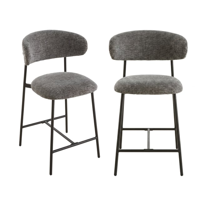 Lot de 2 tabourets - DRACO Couleur gris <span itemprop=