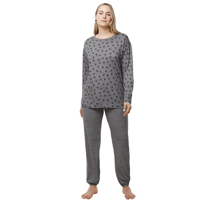 Pyjama  en coton et lyocell Endless Comfort imprimé fond gris <span itemprop=