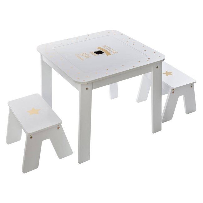 Table & 2 tabourets fille Couleur blanc <span itemprop=