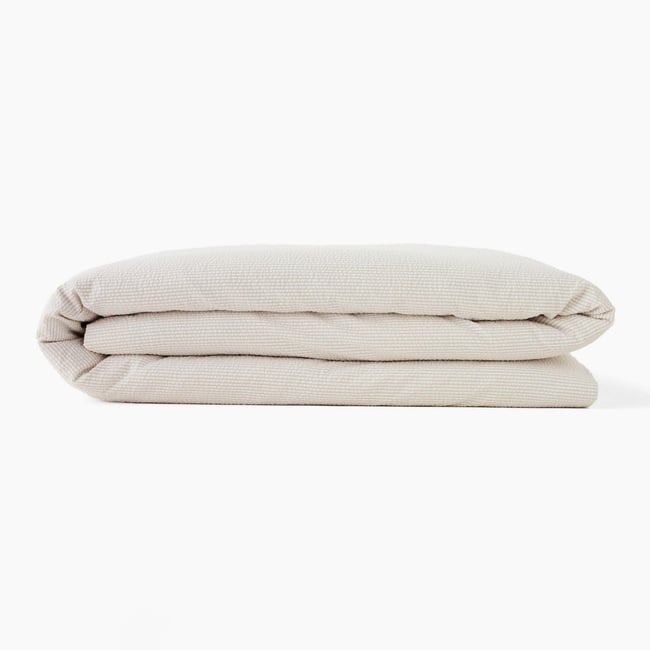 Housse de couette rayé seersucker , percale de coton bio GOTS - MONOPRIX
