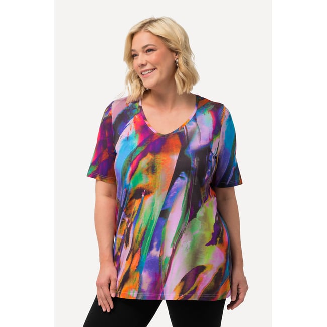 T-shirt long, dégradé de couleurs noir <span itemprop=
