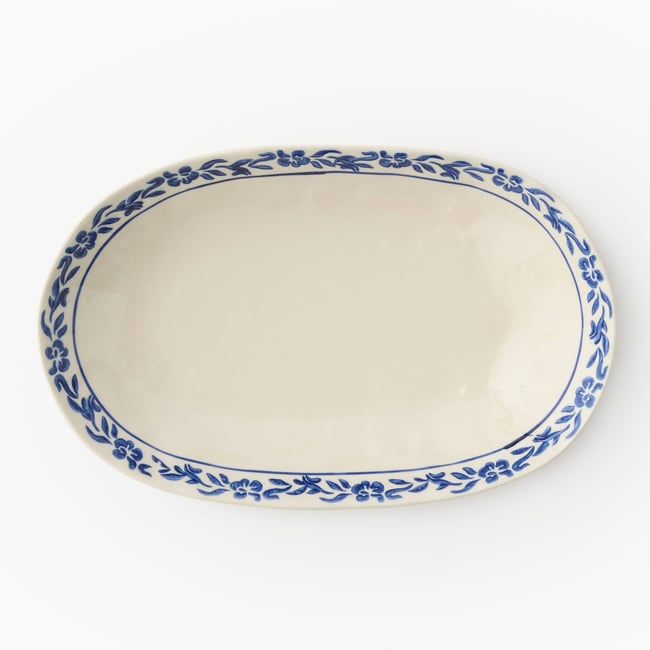 Plat ovale finition imprimée, 28 x 17cm Couleur penombre <span itemprop=