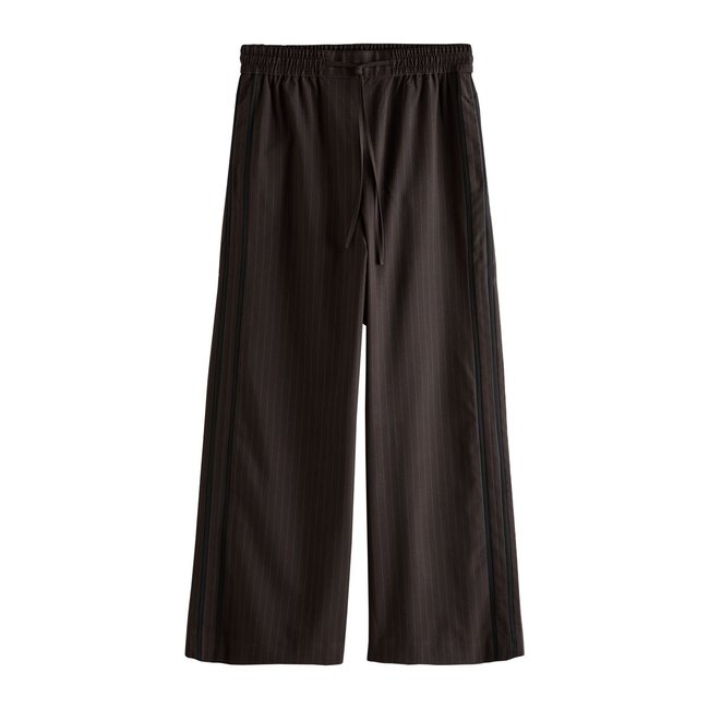 Pantalon large à rayures latérales rayures marron chocolat <span itemprop=