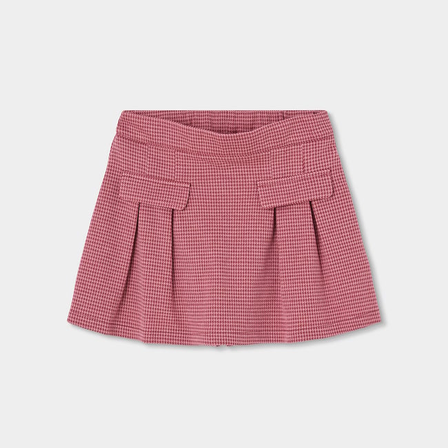 Jupe-short fille maille pied-de-poule bleu <span itemprop=
