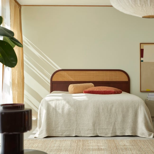 Tête de lit en Mindi foncé massif, HECTOR Couleur marron <span itemprop=