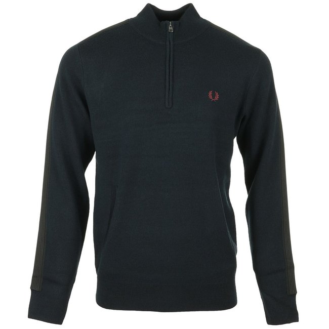 Pull Striped Trim Half Zip Jumper navy <span itemprop=