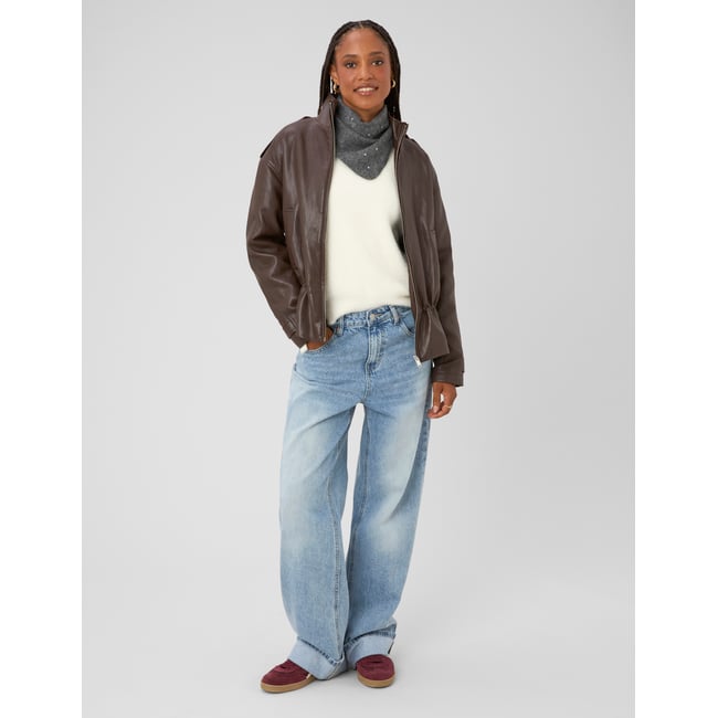 Veste en tissu enduit marron foncée <span itemprop=