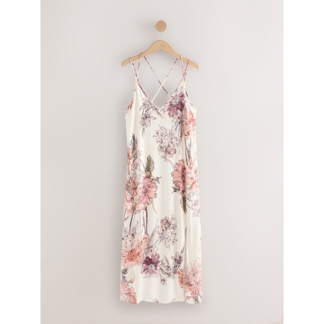 Nuisette légère à imprimé floral rose motif fleurs <span itemprop=