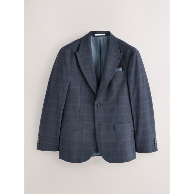 Veste de costume standard en coton à carreaux bleu marine <span itemprop=