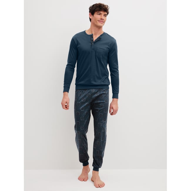 Pyjama avec bords élastiques manches longues Coton RELAX SELECTED dark teal <span itemprop=