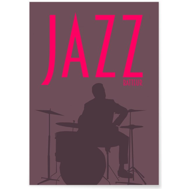 Poster Jazz Batteur Couleur blanc <span itemprop=