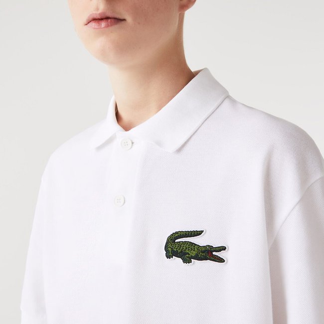 Embroidered Logo Polo Shirt in Organic Cotton and Loose Fit with Short Sleeves