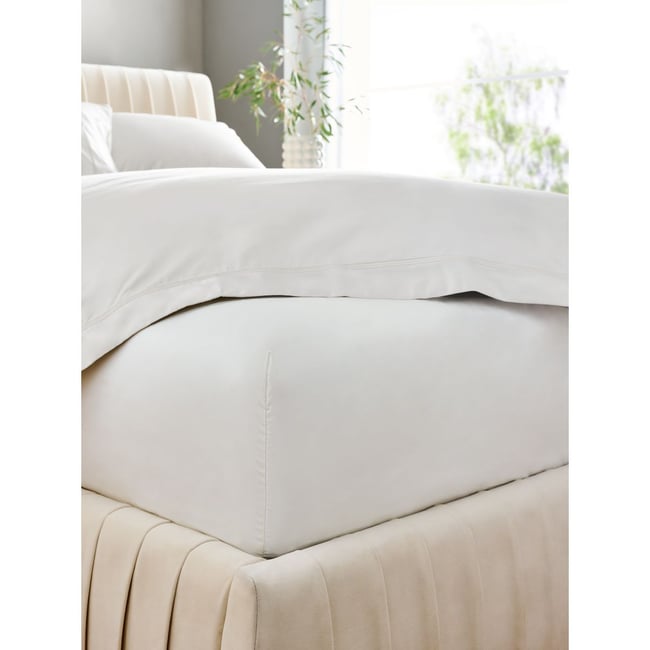 Drap satin coton 600 fils luxe ivoire <span itemprop=