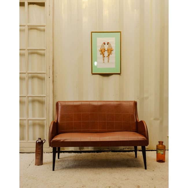 Banquette en cuir marron Clara N°158 - Bon état Couleur marron <span itemprop=