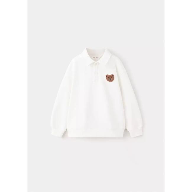 Sweat-shirt polo relaxed-fit blanc <span itemprop=