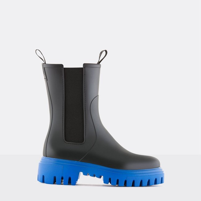 Boots en caoutchouc, super légers, tige moyenne mate et vegan CORA bleu cobalt <span itemprop=