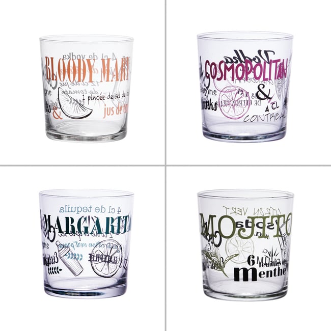 Boîte de 4 verres à cocktail 34,5 cl Couleur transparent / cristal <span itemprop=