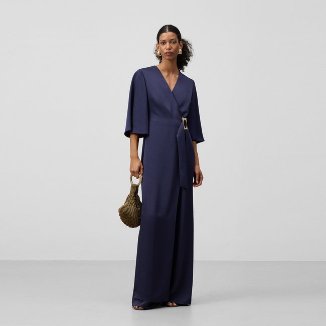 Combinaison longue à boucle bleu marine <span itemprop=
