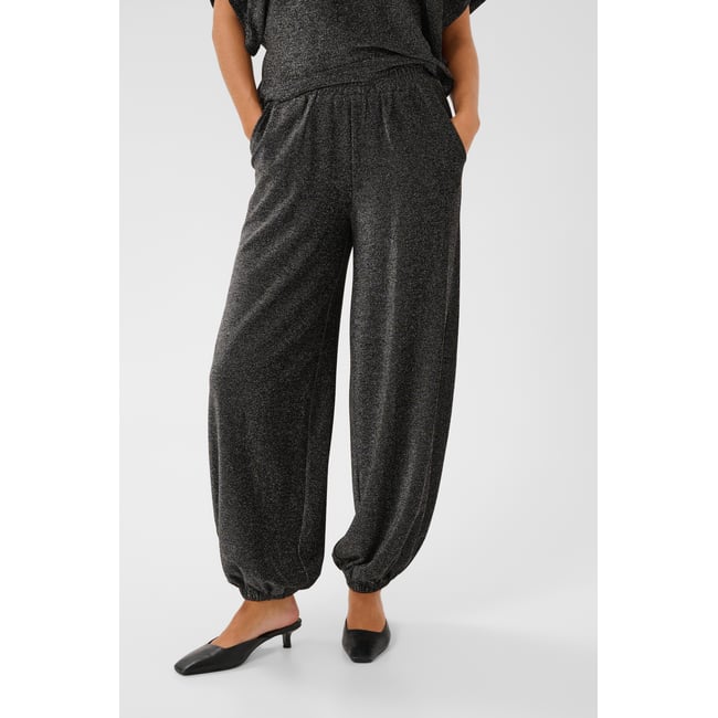 Pantalon en jersey argent noir silver black glitter <span itemprop=