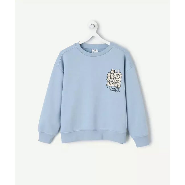 Rundhals-Sweatshirt mit Print vorne und hinten blau <span itemprop=