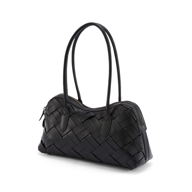 Sac noir effet tressé noir <span itemprop=