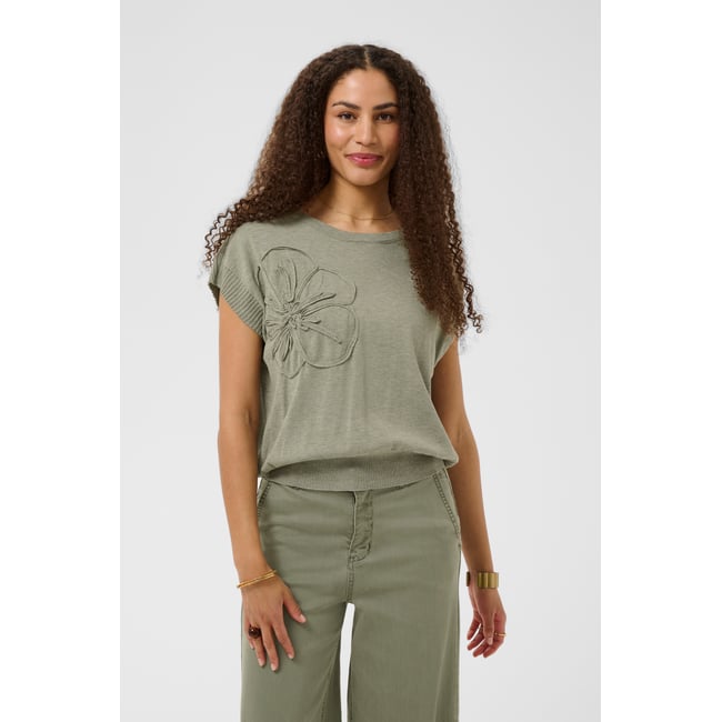 Manteau tricoté mulled basil melange <span itemprop=