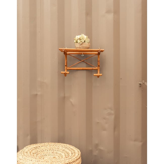 Porte-manteau mural en rotin Max N°493 - Bon état Couleur bois clair <span itemprop=