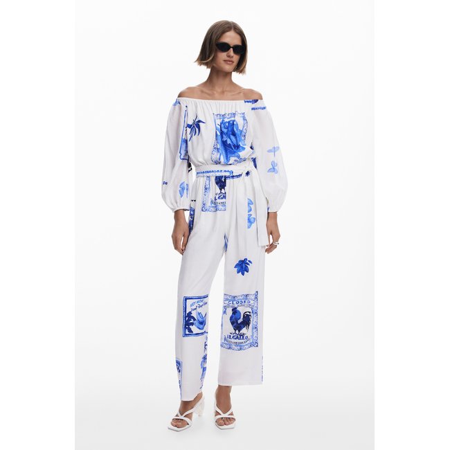 Desigual - Combinaison imprimée cartes postales blanc <span itemprop=