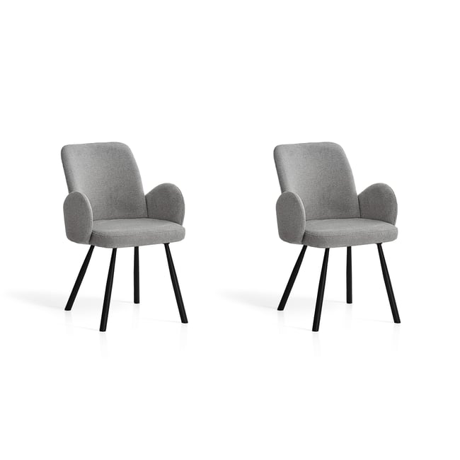 Lot de 2 chaises tissu et métal, ÓPALO Couleur gris <span itemprop=
