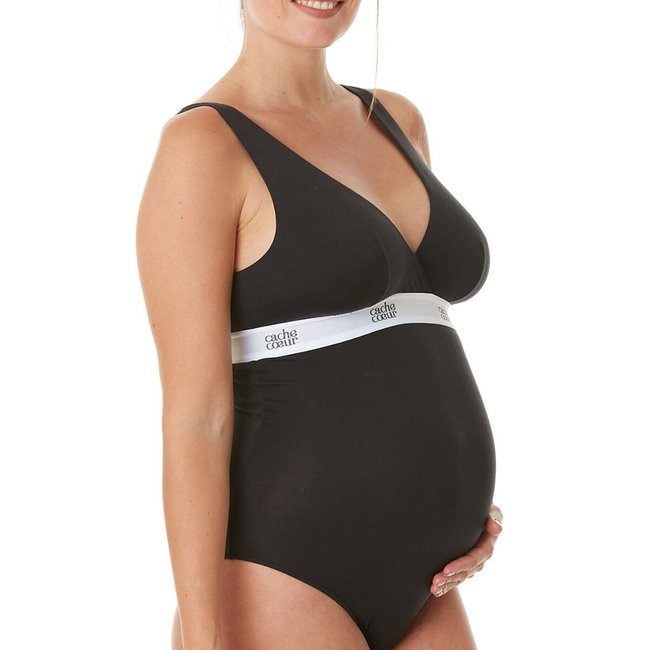 Body d'allaitement en tencel Life noir <span itemprop=