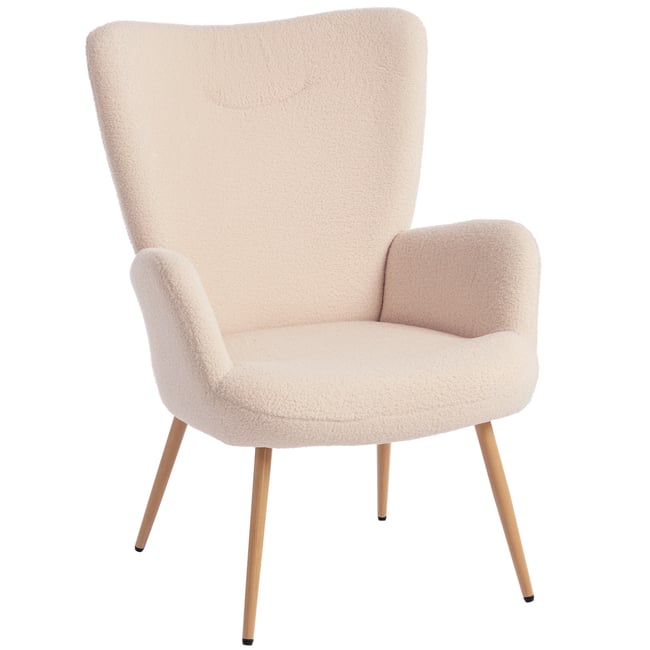 Accent Chair Tissu bouclette Beige Couleur beige <span itemprop=