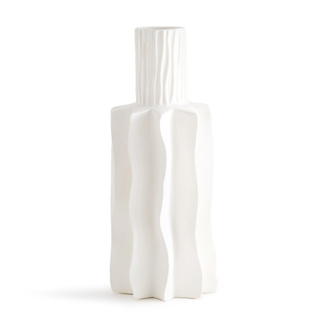 Jarrón de cerámica mate, al. 37 cm, Polia blanco <span itemprop=